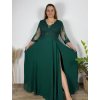 Šaty společenské elegantní krajkové s 3/4 rukávem dámské (2XL-5XL) ITALSKá MODA IMS259028/DUR (Velikost 2XL, Barva tmavě modrá)