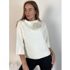 Svetr úpletový 3/4 dlouhý rukáv dámský (S/M/L ONE SIZE) ITALSKÁ MÓDA IMM24M5986-1/DU (Velikost S/M/L, Barva bílá)
