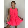 Šaty letní krátké bez rukávu šifonové dámské (S/M/L ONE SIZE) ITALSKÁ MÓDA IM424KALI/DU (Velikost S/M/L, Barva oranžová neon)