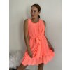 Šaty letní krátké bez rukávu šifonové dámské (S/M/L ONE SIZE) ITALSKÁ MÓDA IM424KALI/DU (Velikost S/M/L, Barva oranžová neon)