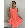 Šaty letní krátké bez rukávu šifonové dámské (S/M/L ONE SIZE) ITALSKÁ MÓDA IM424KALI/DU (Velikost S/M/L, Barva oranžová neon)