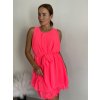 Šaty letní krátké bez rukávu šifonové dámské (S/M/L ONE SIZE) ITALSKÁ MÓDA IM424KALI/DU (Velikost S/M/L, Barva oranžová neon)