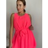 Šaty letní krátké bez rukávu šifonové dámské (S/M/L ONE SIZE) ITALSKÁ MÓDA IM424KALI/DU (Velikost S/M/L, Barva oranžová neon)