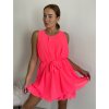 Šaty letní krátké bez rukávu šifonové dámské (S/M/L ONE SIZE) ITALSKÁ MÓDA IM424KALI/DU (Velikost S/M/L, Barva oranžová neon)