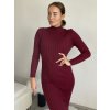 Šaty úpletové dlouhý rukáv dámské (S/M/L ONE SIZE) ITALSKÁ MÓDA IMD24358/DU (Velikost S/M/L, Barva vínová)