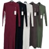Šaty úpletové dlouhý rukáv dámské (S/M/L ONE SIZE) ITALSKÁ MÓDA IMD24358/DU (Velikost S/M/L, Barva vínová)