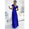 Šaty elegantní společenské Crystal dlouhé stanévové s výstřihem kráský rukávm (XS-2XL) Polská moda NMC-411-11/DUR