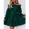 Šaty krátké elegantní letní s páskem dlouhý rukáv dámské nadrozměr (48/50/52 ONE SIZE) ITALSKÁ MÓDA IMD24433-1 (Velikost 48/50/52, Barva Černá)