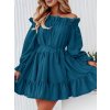 Šaty krátké elegantní letní s páskem dlouhý rukáv dámské nadrozměr (48/50/52 ONE SIZE) ITALSKÁ MÓDA IMD24433-1 (Velikost 48/50/52, Barva Černá)