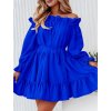 Šaty krátké elegantní letní s páskem dlouhý rukáv dámské nadrozměr (48/50/52 ONE SIZE) ITALSKÁ MÓDA IMD24433-1 (Velikost 48/50/52, Barva Černá)