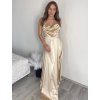 Šaty dlouhé elegantní saténové na ramínka dámské (S/M/L ONE SIZE) ITALSKÁ MÓDA IMPBB24B24737/DUR (Velikost S/M/L, Barva béžová)