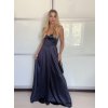 Šaty dlouhé letní na ramínka dámské (XS/S/M ONE SIZE) ITALSKÁ MÓDA IMPBB24B24780/DUR (Velikost XS/S/M, Barva Černá)