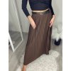 Sukně dlouhá skládaná s páskem dámská (S/M/L ONE SIZE) ITALSKÁ MÓDA IM324ARIANA/DR (Velikost S/M/L, Barva hnědá)