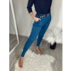 Kalhoty elegantní s páskem dámské  (S/M/L ONE SIZE) ITALSKÁ MÓDA IM425030/DR (Velikost S/M/L, Barva modrá petrolejová)