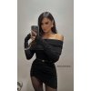 Šaty krátké elegantní dlouhý rukáv dámské (S/M/L ONE SIZE) ITALSKÁ MÓDA IMPLP2475396095/DR (Velikost S/M/L, Barva Černá)