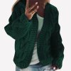 Cardigan pletený teplý dlouhý rukáv dámský (S/M/L ONE SIZE) ITALSKÁ MÓDA IMD23810 (Velikost S/M/L, Barva zelená smaragdová)