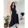 Šaty dlouhé elegantní společenské bez rukávu dámské (S/M/L ONE SIZE) ITALSKÁ MÓDA IM424861/DUR (Velikost S/M/L, Barva Černá)
