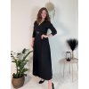 Šaty dlouhé s páskem dlouhý rukáv dámské (S/M/L ONE SIZE) ITALSKÁ MÓDA IMPLI2439348 (Velikost S/M/L, Barva Černá)