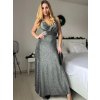 Šaty dlouhé společenské třpytivé na ramínka dámské (S/M ONE SIZE) ITALSKá MODA IM325NORA/DU (Velikost S/M, Barva stříbrná)