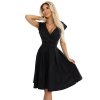 348-10 SCARLETT flared dress with a neckline - black with glitter (Velikost S)