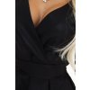 348-10 SCARLETT flared dress with a neckline - black with glitter (Velikost S)