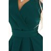 348-11 SCARLETT - flared dress with a neckline - green (Velikost S)