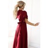 581-2 JENNIFER long dress with leg slit, sleeve and neckline - burgundy color (Velikost S)