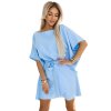 287-36 SOFIA Butterfly Dress with Waist Tie - Pastel Blue (Velikost S/M)