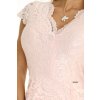 316-10 Lace dress with short sleeves and neckline - peach (Velikost S)