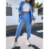 Souprava/komplet elegantní sako a kalhoty dámská (M/L ONE SIZE) ITALSKÁ MÓDA IMD22344 (Velikost S/M/L, Barva Černá)