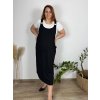 Šaty dlouhé volnočasové bez rukávu a tričko krátký rukáv dámské nadrozměr (46/48/50 ONE SIZE) ITALSKÁ MÓDA IM425001/DUR (Velikost 48/50, Barva Černá)