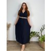 Šaty letní košilové s páskem krátký rukáv dámské Luka (M/L/XL ONE SIZE) ITALSKá MóDA IM425036/DUR (Velikost L/XL, Barva Černá)