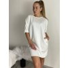 Šaty krátké oversize 3/4 dlouhý rukáv dámské  (M/L/XL ONE SIZE) ITALSKÁ MÓDA IMD25009/DUR (Velikost L/XL, Barva světle modrá)