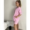 Šaty krátké oversize 3/4 dlouhý rukáv dámské  (M/L/XL ONE SIZE) ITALSKÁ MÓDA IMD25009/DUR (Velikost L/XL, Barva světle modrá)