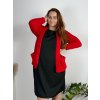 Sako elegantní dlouhý rukáv dámské nadrozměr (48/50/52 ONE SIZE) ITALSKÁ MÓDA IMD25513/DUR (Velikost 48/50, Barva červená)