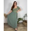 Šaty dlouhé volnočasové letní dámské nadrozměr (444/46/48 ONE SIZE) ITALSKÁ MÓDA IM425MARIA-V/DUR (Velikost 46/48, Barva zelená khaki)