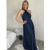 Šaty dlouhé variabilní vázání společenské saténové dámské (S/M/L ONE SIZE) ITALSKÁ MÓDA IMPLP2437080095/DUR (Velikost S/M/L, Barva Černá)