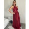 Šaty dlouhé variabilní vázání společenské saténové dámské (S/M/L ONE SIZE) ITALSKÁ MÓDA IMPLP2437080095/DUR (Velikost S/M/L, Barva Černá)