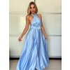 Šaty dlouhé variabilní vázání společenské saténové dámské (S/M/L ONE SIZE) ITALSKÁ MÓDA IMPLP2437080095/DUR (Velikost S/M/L, Barva Černá)