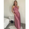 Šaty dlouhé variabilní vázání společenské saténové dámské (S/M/L ONE SIZE) ITALSKÁ MÓDA IMPLP2437080095/DUR (Velikost S/M/L, Barva Černá)