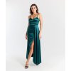 Šaty saténové dlouhé společenské na ramínka dámské (S/M/L ONE SIZE) ITALSKÁ MÓDA IMPSH245646/DR (Velikost S/M, Barva vínová)