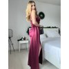 Šaty saténové dlouhé společenské na ramínka dámské (S/M/L ONE SIZE) ITALSKÁ MÓDA IMPSH245646/DR (Velikost S/M, Barva vínová)