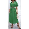 Šaty letní dlouhé košilové s páskem krátký rukáv dámské (S/M ONE SIZE) ITALSKÁ MÓDA IMWB222483/DUR (Velikost S/M/L, Barva Černá)