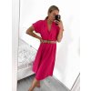 Šaty letní dlouhé košilové s páskem krátký rukáv dámské (S/M ONE SIZE) ITALSKÁ MÓDA IMWB222483/DUR (Velikost S/M/L, Barva Černá)