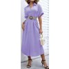 Šaty letní dlouhé košilové s páskem krátký rukáv dámské (S/M ONE SIZE) ITALSKÁ MÓDA IMWB222483/DUR (Velikost S/M/L, Barva Černá)