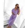 Šaty letní dlouhé košilové s páskem krátký rukáv dámské (S/M ONE SIZE) ITALSKÁ MÓDA IMWB222483/DUR (Velikost S/M/L, Barva Černá)