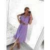 Šaty letní dlouhé košilové s páskem krátký rukáv dámské (S/M ONE SIZE) ITALSKÁ MÓDA IMWB222483/DUR (Velikost S/M/L, Barva Černá)