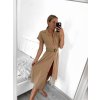 Šaty letní dlouhé košilové s páskem krátký rukáv dámské (S/M ONE SIZE) ITALSKÁ MÓDA IMWB222483/DUR (Velikost S/M/L, Barva Černá)