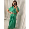Šaty letní dlouhé košilové s páskem krátký rukáv dámské (S/M ONE SIZE) ITALSKÁ MÓDA IMWB222483/DUR (Velikost S/M/L, Barva Černá)