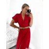 Šaty letní dlouhé košilové s páskem krátký rukáv dámské (S/M ONE SIZE) ITALSKÁ MÓDA IMWB222483/DUR (Velikost S/M/L, Barva Černá)